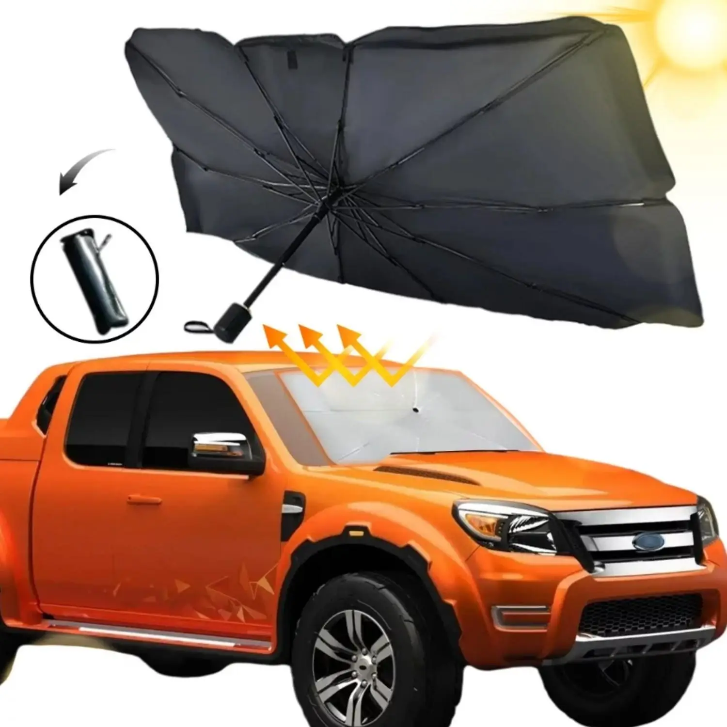 Foldable Car Windshield Sun Shade Umbrella, Car Front Window Sun Shade Cover for Heat Insulation Protective, Car Exterior Accessories, Summer Essentia