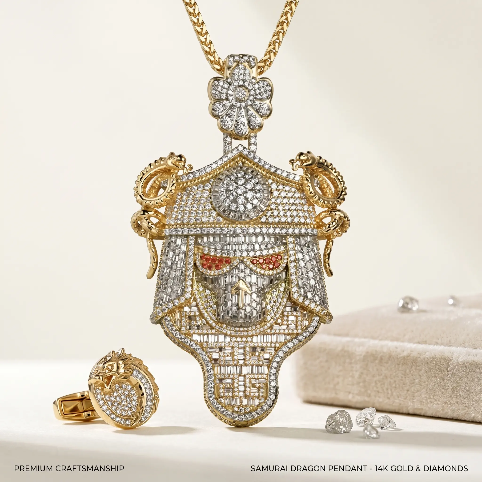 Men's Crowned Gorilla Medallion Necklace - Detailed 3D Motif, Customizable Letter Gold-Plated, Iced Out Style, Baguette Cubic Zirconia, Diamond Brick Pattern, 100% Lead-Free Nickel-Free Hypoallergenic, Standard 4mm Rope Chain Hip Hop Costume Jewelry, 3D R