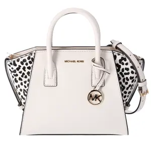 Pre-owned MICHAEL KORS Leather Shoulder Bags Avril Small Cheetah Print Calf Hair Satchel Light Cream