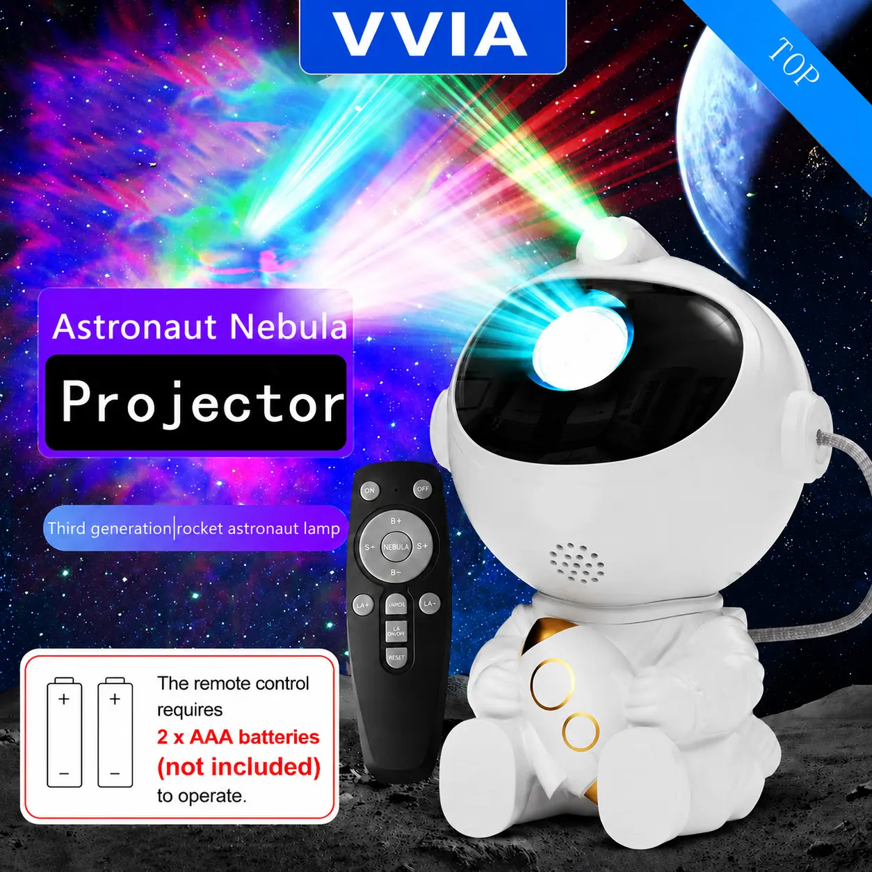 LED Star for galaxy Projector Night Lights, Astronaut Starry Sky Projection Lamp for Bedroom Living Room Decorations, Nebula Ceiling Projection Light, LED Ambient Night Light with Remote Control, Dimmable Multiple Modes, Suitable for Christmas Party