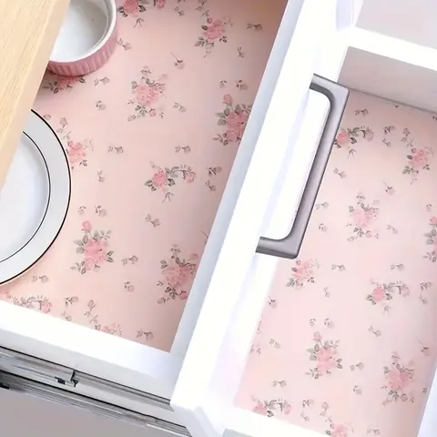 Shelf Liner, Plastic, Non-slip Drawer Mat, Decorative Mat, Durable & Cuttable Pad, Moisture-proof & Waterproof Liner, For Kitchen And Bathroom Cabinet, Drawer And Cupboard, Home Decor, Kitchen Gadgets, Kitchen Organizers & Storage, Kitchen Accessories