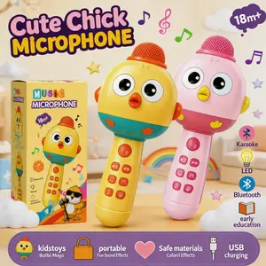 Kids toy Cute Chick Karaoke Microphone educational tech toy music toy gift with LED Lights, Bluetooth Speaker, Voice Changer Fun Christmas, Easter, Birthday Gift for Toddlers  Portable Electronic Music Toy