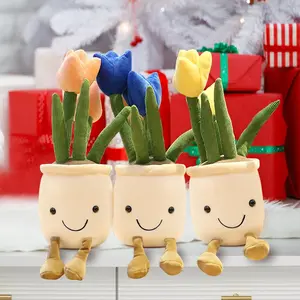 SNOWOLF 14.6" Cute Stuffed Tulip Plush Toy Hause Decoration Office Decoration Gift for Kids Yellow Blue Pink