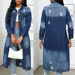 Ripped Denim Jacket Fashion Washed Denim Jacket, Size S-XXL Cotton Fabric