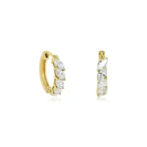 0.75 CT Lab Grown Marquise Cut Diamond Hoop Earrings 14K Yellow Gold