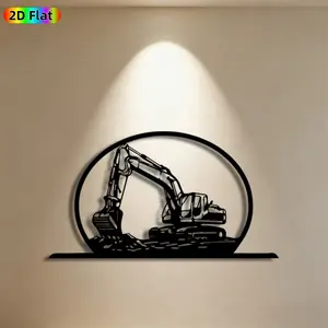 1pc Excavator Metal Wall Art, Dynamic Excavator Statue Mural, Ideal Gift for New Year, Fathers Day, Construction Decor Enthusiasts, Rust-Resistant Metal Wall Decor Wall Sculptures, Perfect for Garage Wall & Garden Fence, Unique Industrial Style Decor