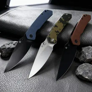 Outdoor high hardness D2 steel Flipper Pocket knife, comfortable G10 wear-resistant non-slip handle, picnic outdoor fishing and camping folding tool knife, high sharpness blade