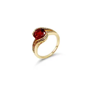 Natural Madeira Citrine and Zircon 925 Silver gold-plated Ring• Silver Ring for Woman •Birthday Gift for Mom
