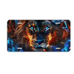 Majestic Lion Face Front License Plate - Bold King of the Jungle Aluminum Car Tag - Realistic Lion Portrait Vanity Plate - Gift for Leo