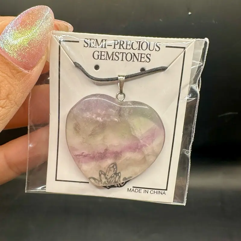 Fluorite Heart Pendant Necklace