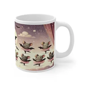 Bat Ballet Halloween Mug Spooky Ceramic Coffee Cup Drinkware Beverage Tumbler Washable Reuse Reusable Portable colorful
