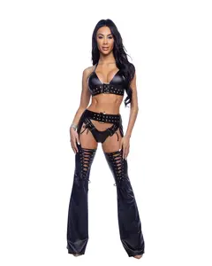 6691 - 1PC Pleather Chaps with Lace-Up Detail