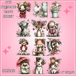 Whimsical Animals - 30x48 - PREMADE GANG SHEET