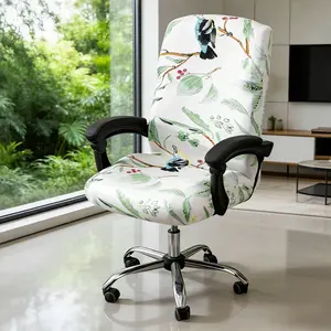Printing Office Chair Cover, Stretchable Fabric Protects from Pets & Wear, Universal Ergonomic with Zipper