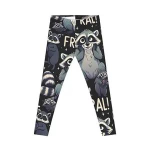 Feral Fun Raccoon Print Leggings  Unique Womens Workout Pants  Animal Lover Gift Idea