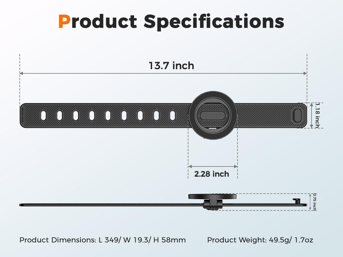 Stroller Magnetic  Phone Holder, , Magnetic Handlebar Mount, [Adjustable Silicone Strap], 17x N52 Strong Magnets, Fits Treadmills, Peloton, Shopping , Adjustable Strap, iPhone 12–17 & Android