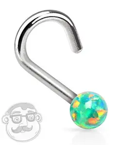 20G - 18G Green Opalite Nose Screw Ring