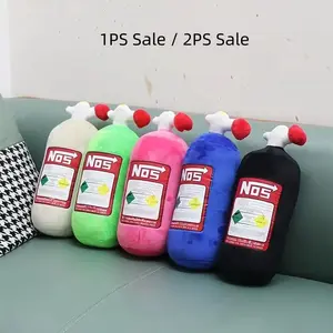 1/2PCSNOS Themed Plush Car Cushions - Soft Knitted Headrest And Neck Support Pillow, Suitable for All Vehicles, Featuring a Colorful Design with Safety Tags.