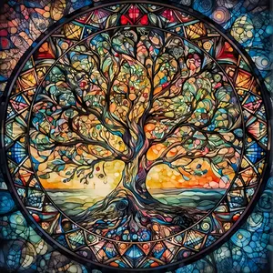 One Set of Frameless Diamond Paintings, Tree of Life,5D Full-round Design Diamond Painting Art Crafts, Mosaic Decorative Craft Wall Art Category, Diamond Painting Kits, Handicraft, Handcraft