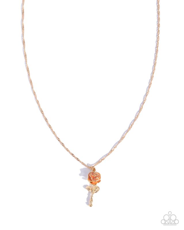 A single rose orange necklace