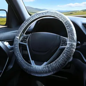 200PCS Disposable Steering Wheel Covers, Elastic Universal Plastic Steering Wheel Protector for Automotive Car Interior Accessories