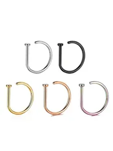 Punk Style D-Shaped Nose Clip, Unique Design Nose Ring for Women, Stainless Steel Fashion Body Jewelry Accessories Piercings