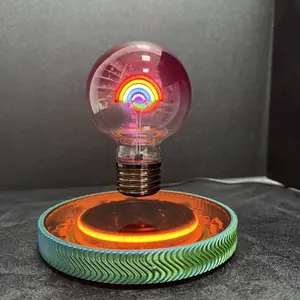 Transparent Magnetic Levitation Light Bulb Floating LED Desk Lamp with Rainbow Light 360 Degree Rotation for Home Study Office Decoration Easter Party Festival Birthday Gift