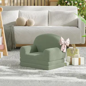 Fathersdaygift Summervibes Flash sale home items 2-in-1 Convertible Kids Couch & Lounger, Soft Fleece/Sherpa Fold-Out Toddler Sofa Chair, Comfy Children Sofa Bed for Playroom & Nursery, Ideal Birthday Gift, Available in Gray & Green Moon