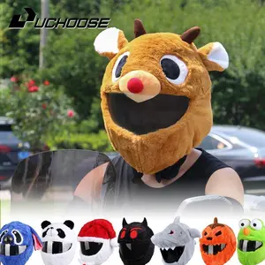 Motorcycle Helmet Cartoons Plush Helmet Protective Cover Helmet Full Face Covers For Outdoor Fun Personalized Helmets Christmas