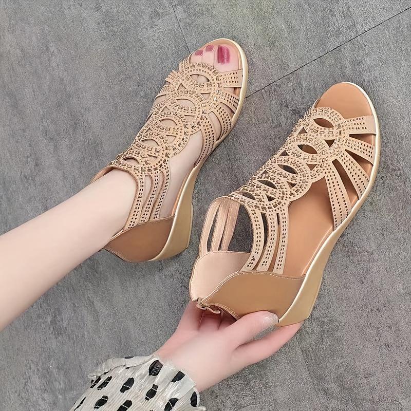 UOSO A Pair of Trendy And Comfortable Thick-Soled Roman Sandals, New Soft-Soled Shoes for Summer, Fashionable Outdoor Women'S Sandals, Low-Heeled Women'S Shoes.