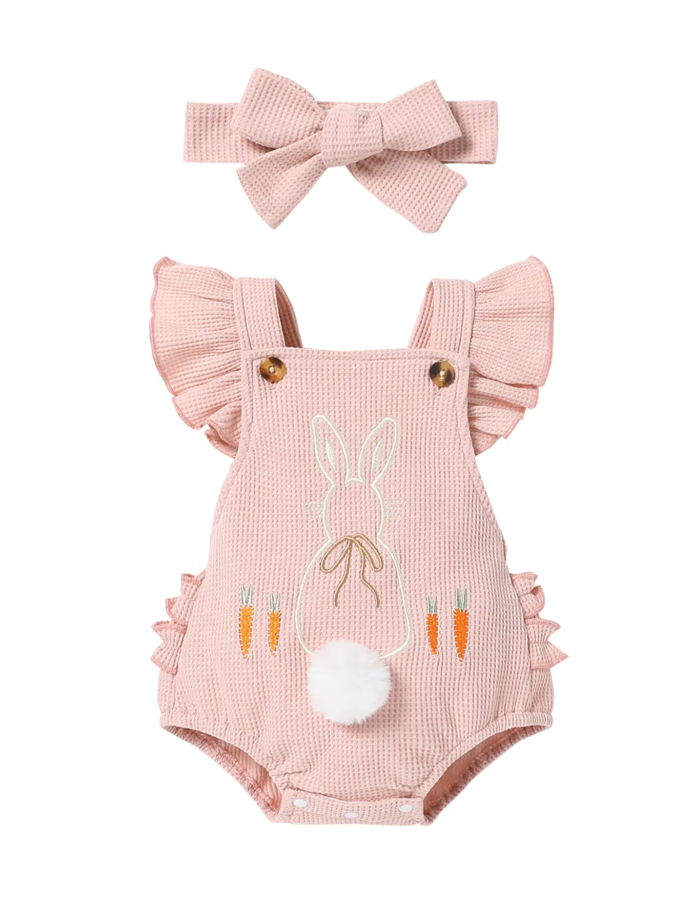 Babygirl Clothes 0-18 Months Girls 2-Piece Rabbit Easter Cute Romper and Headband Pink Purple Clothing Spring Fashion