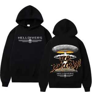 Men Women Harajuku Gothic Y2k Sweatshirt Helldivers for Democracy Graphic Hooded Retro Cool Pullover Hoodie Streetwear  L604 IP5