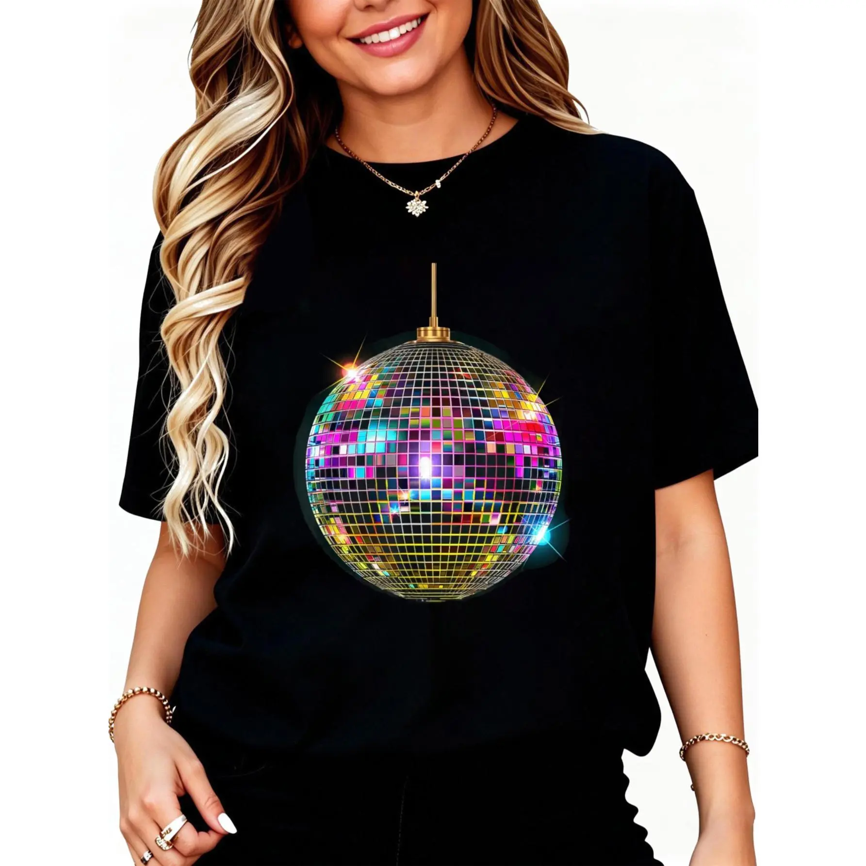 100% Cotton colored Disco Ball Vintage Retro House discoball cool party T-Shirt