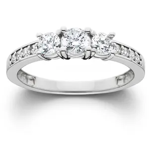 1Ct Diamond EX3 Lab Grown Three Stone Engagement Ring 10k White Gold