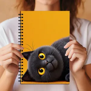 Cat Spiral Notebook, Cute Eyes Cat Design, Vibrant Background, Lined Journal for School, Work, Daily Notes, Cat Lovers Gift