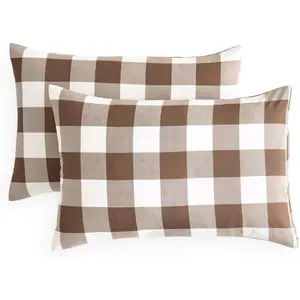 - Plaid Pillow Cases, Buffalo Check Ggham Checkered Farmhouse, Set of 2 Soft Pillowcases Pillow Shams Covers, Brown Taupe White, Standard Size 20x26 ches