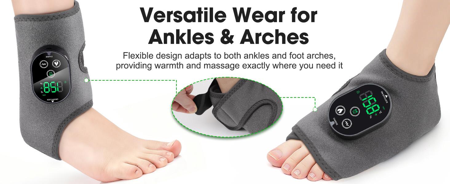 Cordless Ankle Massager for Pain Relief, Foot Massager for Neuropathy, Foot and Ankle Massager, Ankle Heating Pad with Massage, Adjustable Timer, 6 Heat Levels, 3 Vibration Modes, Single One ,Durable Ankle Support ,Durable Ankle Support