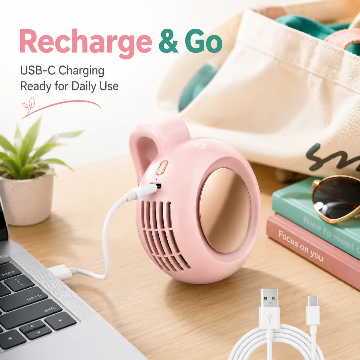 Mini Bladeless Portable Fan, Rechargeable 3-Speed Waist Clip Fan with Quiet Turbo Airflow, Handheld Personal Fan & Phone Cooling Fan for Travel, Outdoor, Camping, Work & Gifts for Dad