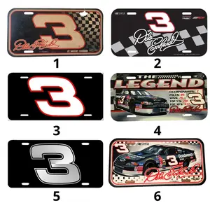 2D Flat Dale Earnhardt #3 NASCSR Goodwrench License Plate Signature Car Accessory, Vehicle Decor Gift