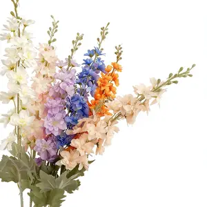 1/4/8pcs Flocked Faux Delphinium Stems Realistic Artificial Larkspur for Home Vase Arrangement Maintenance-Free Silk Flowers to Help Refresh Your Space Suitable for decoration in homes, weddings, parties, and offices.