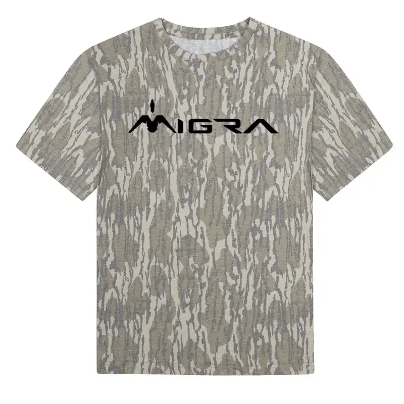 Migra Original Bottomland Mossy Oak Camo Tee T Shirt, Hunting Camo Tee T Shirt, Western Rodeo Graphic Tee, Vintage Camo Cowboy Aesthetic, Country Streetwear for Men & Women Fabric, Gift for Fan, Mother's Day, Father's Day
