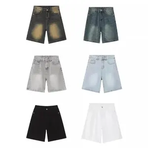 Men's colorful loose denim shorts