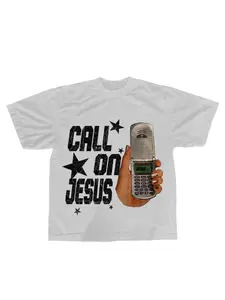 Men’s Faith-Inspired Graphic Tee with Call on Jesus Print, Soft Cotton Crewneck Short Sleeve Shirt for Daily Casual Wear and All-Season Comfortable Outfits