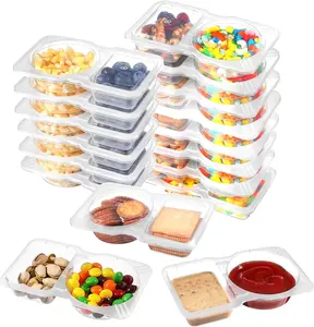 20 PCS Snack Containers with Lid,reusable snack containers with lids,Leakproof Dipping Containers with Compartments,snackle box container,snack pack containers,Double Compartment Condiment Containers