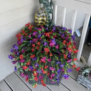 6 Pack Artificial Hanging Dendrobium Orchid PurpleFlowers, Fake Hanging Plants with Vivid & Long-LastingColor, Indoor & Outdoor Decor for Garden, Window Sill SummerVibes