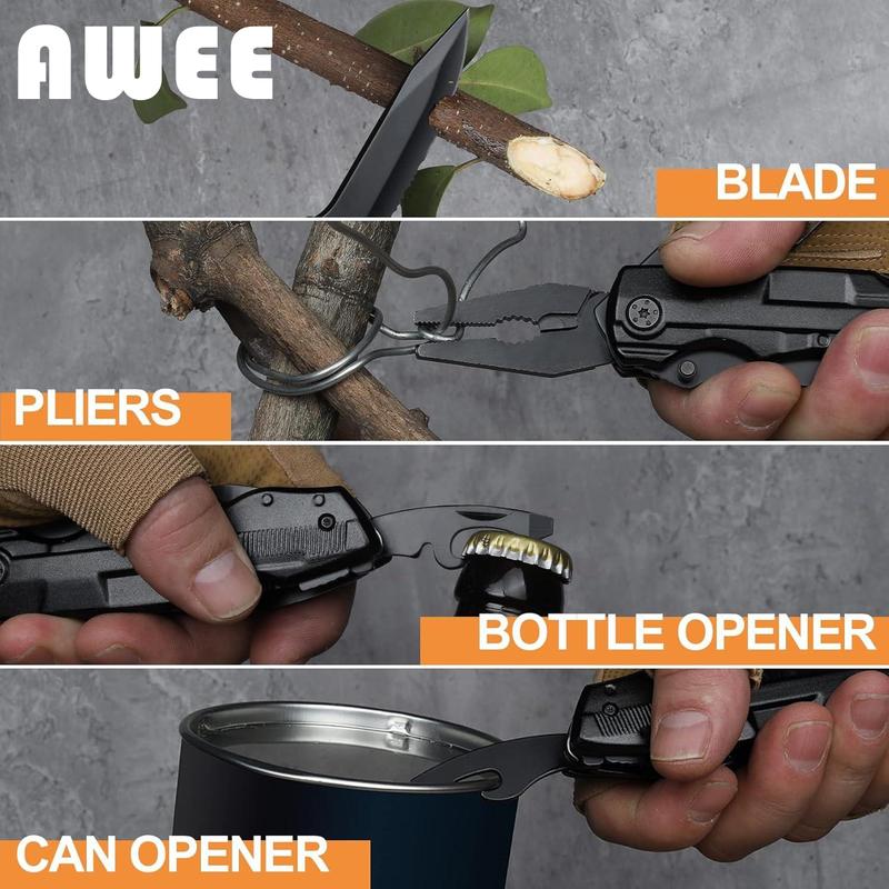 AWEE Gifts for Men,Multitool Pocket Knife with Blade,Stocking Stuffers for Men,Christmas Valentinens Day Fathers Day Birthday Gifts for Him Dad Husband,Camping,Emergency,Outdoor, knife pocket multitool Folding Stainless Steel