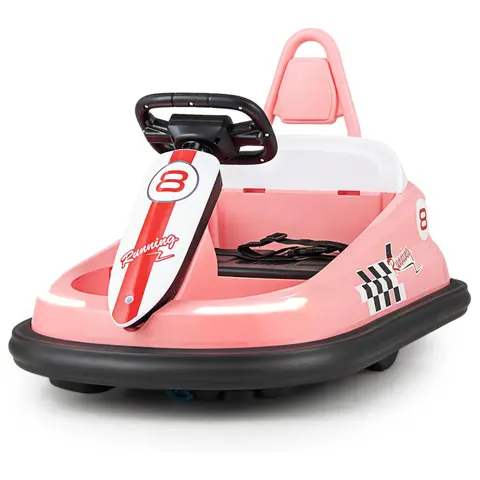 Costzon Kids Bumper Car, Battery-Powered Ride On Car with 360-Degree Spin Rotation, Colorful Flashing LED Lights, Music, for Indoor & Outdoor Use, Kids Car