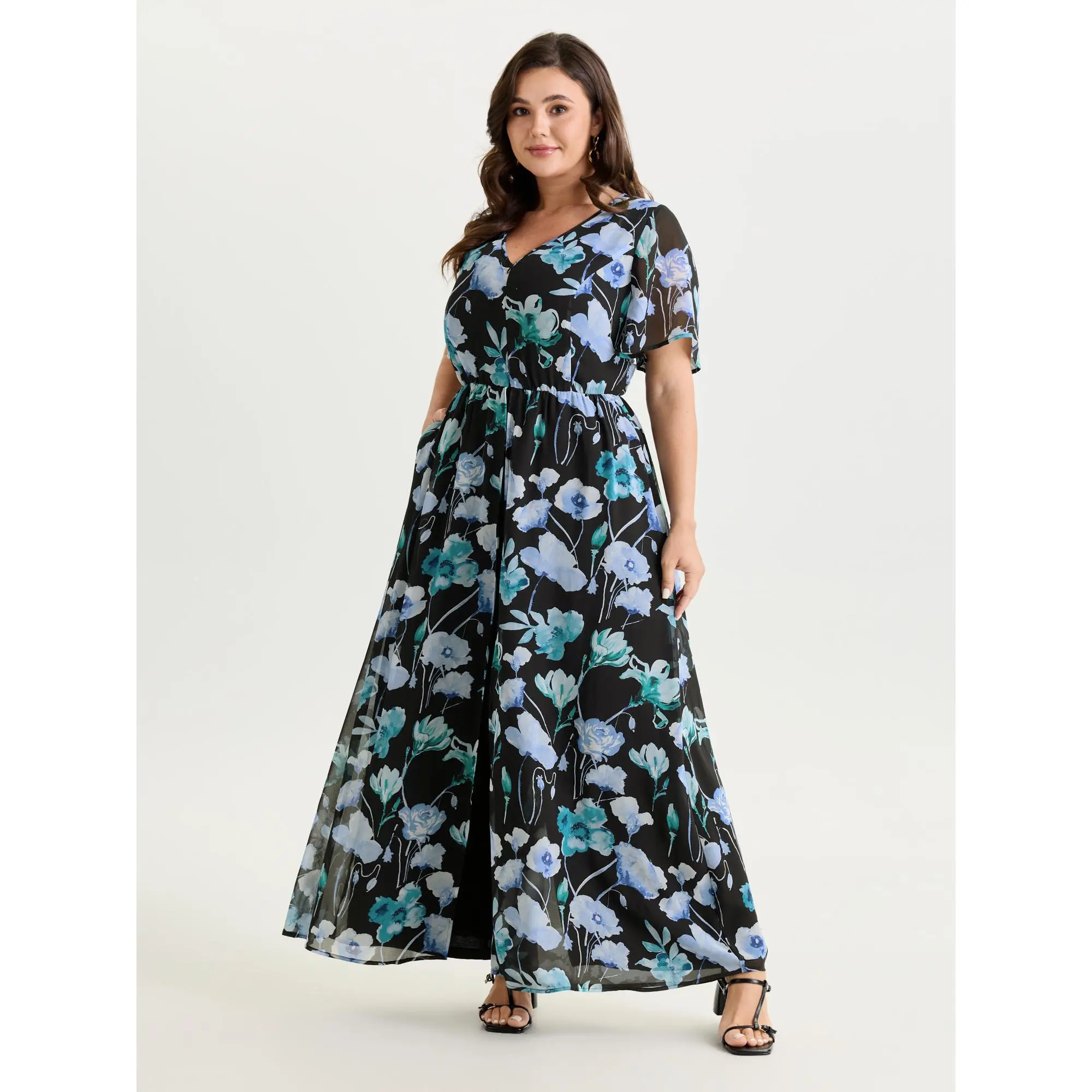 BloomChic Women's Plus Size Floral Print Jumpsuit - Hidden Zipper,Layered Pockets,Smooth Polyester Garment,Flattering Fit,M-6X,  Deals,Summerfinds