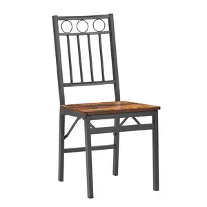 Dining Assemble Metal& Wood Seat Modern Style for Dining Room Decor Folding Retro Chair On-Site
