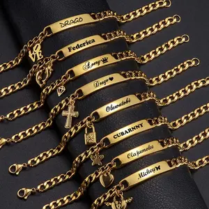 HZB02 Customized Can Carve Writing Simple Fashion Double and Half Love Puzzle Bracelet Couple Stainless Steel Bracelet Personality Gift Couple For Mother's Day